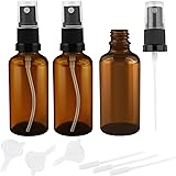 Oulesvte 3 Pezzi Flaconi spray in Vetro Ambrato, 50 ml Bottiglie Spray,Portatile Nebulizzatore,Spray Ricaricabile per Nebuliz