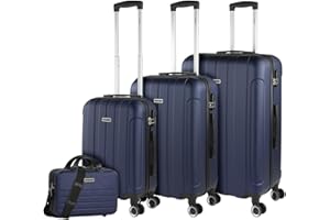 ITACA - Set valigie - Set Valigie Rigide Offerte. Valigia Grande Rigida, Valigia Media Rigida e Bagaglio a Mano. Set di Valigie con Lucchetto Combinazione TSA, Marino