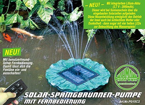 Solarinsel Schwimmende Solarfontäne mit Akku, Beleuchtung und Fernbedienung Video ansehen !