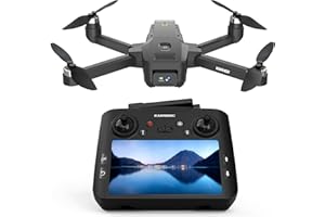 KARUISRC Drone GPS avec Camera Écran LCD 4.5" Télécommande,FPV Drones Professionnel Follow Me avec Retour Automatique,Vol Circulaire Drone Longue Portée pour Débutants Adultes,Étui de Transport,Carte SD 32Go