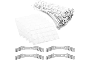 POXIAOER 100 Candle Wicks with DIY Scented Soy Wax candle Making Kit, Includes 4 Wick Holders and 100 Wick Stickers