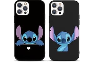 NURKORKI [2 Pezzi] Aesthetic Cover per Apple iPhone 7/iPhone 8/SE 2020/2022 4,7", Custodia con Carino Stitch Pattern Design Nero Silicone Morbido TPU Antiurto Bumper Phone Cover per iPhone SE 2020/2022, 05