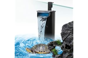SENZEAL Pompa Filtro a Cascata a Basso Livello Dell'acqua Tartaruga Filtro Interno per Acquario 5W 220V/50Hz 400L/H Livello Dell'acqua Basso Pulito per Acquari Rettili Anfibi - Nero