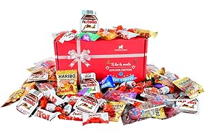 IMPERIAL COAST Caja regalo de chocolates I Regalo original para cumpleaños niños y pareja – Cartón resistente – 85 unidades que incluyen Kinder bueno mini, Milka, Haribo, Toblerone, Nutella, Schoko Bons y más