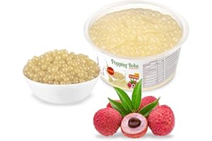 D&O NATURE PRODUCTS Bubble Tea Perlen - LITSCHI - 490g Original Popping Boba Fruchtperlen für Bubble Tea - 100% Vegan und Glutenfrei - Genuss für Augen und Gaumen!