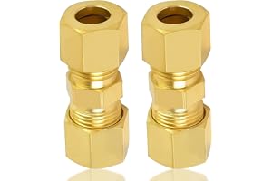 2 stycken mm kompressionsrör, 10 mm OD, mässingsklämma, guld, till rörledningar och luftkompressorer