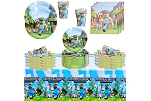 DECPTYTA Stoviglie per Feste di Compleanno,Decorazioni Compleanno Piatti e Bicchieri per Feste di Compleanno Tovaglia Tovaglioli ecc,Adatto per 20 persone (A)