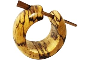 CHICNET Chic-Net - Orecchini a cerchio da donna, in legno e corno, in diversi legni