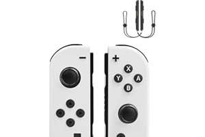 JECKBIN Controller for Switch Compatible with Switch/Lite/OLED, Replacement L&R Joystick Controller with Dual Vibration, 6-Axis, White