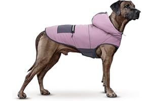 GENERISCH Abrigo para Perros con Capucha, Chaqueta Calida de Invierno para Perros Medianos y Grandes, Abrigo Cortavientos para Perros con Agujero para Arnés y Forro de Fleece