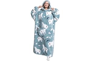 XINLONG Übergroße Hoodie-Decke Panda Gemütliche Plüsch mit Tasche Bequeme Sweatshirt Decke Fleece Decke Kapuzenpullover Tragbare Decken Hoodie Ganzkörperdecke TV-Decke mit Ärmeln Damen Herren Unisex