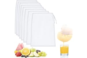 Quelcc 8 Pcs Panno Filtrante Latte Vegetale, 20×30cm Latte di Noci Sacchetto Filtrante, Sacchetto Filtro in Tessuto di Nylon Riutilizzabili e Lavabili, per Noci, Formaggio, Frutta, Caffè, Verdura