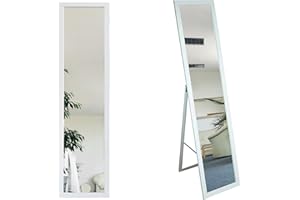 ‎BD ART BD ART Stand-Ankleidespiegel Weiß Rustikal 155,8 x 35,8 cm großer Fußboden Standspiegel Garderobe Weiß Rustikal Zeitloser eleganter MDF Rahmen Ganzkörperspiegel