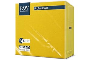 PAW DECOR COLLECTION PAW - Serviettes Airlaid (40 x 40 cm) I 50 pièces I Unicolore I Semblable à du tissu I Élégante décoration de table I HoReCa I Pour les occasions comme mariages, les fêtes I Color: Jaune