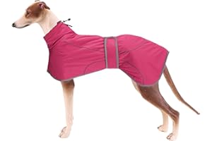 MOREZI Greyhound Winter Coat, Whippet Coat with Padded Fleece Lining, Water Resistant Dog Jacket with Adjustable Bands and Reflective - Pink - Xlarge