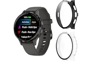 Aerku Funda Compatible con Garmin Venu 3S, 9H HD Anti-Choque Parachoques Anti-rasguños Protector Duro PC Marco Cristal Templado Protector de Pantalla Funda - Transparente&Negro