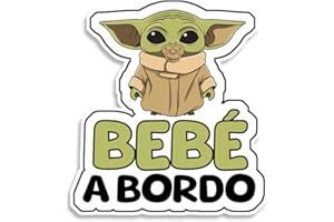 Bratikishop Pegatina Bebé a Bordo - Bebé Yoda 16 x 15 cm, Vinilo Coche Resistente e Impermeable, Princess, Adhesivo para Auto para Alertar a los Conductores