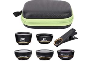 OUMIJ APEXEL Vorsatzlinse, Fisheye Weitwinkelmakro CPL Starlight 6 in 1 Set Telefonlinse, Fisheye/Weitwinkel/Makro/Zoom/Polarisations/Sternenlichtlinse mit Mobilem Linsenclip-Adapter