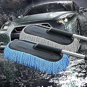 Abhsant Microfiber Flexible Duster Car Wash | Car Cleaning Accessories | Microfiber | Brushes | Dry/Wet Home, Kitchen, Office Cleaning Brush with Expandable Handle