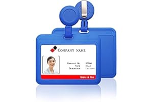 HICYCLE2 Porte-badge horizontal rétractable en plastique souple résistant pour cartes de visite et cartes de visite Bleu