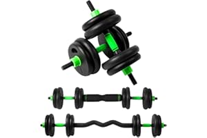 EIGFOH Pesas y Mancuernas Ajustables 10/15/20/30/40 KG Juego de Pesas 3en1 con Barra Recta y Curva, Mangos Antideslizantes, Kit Mancuernas para Gimnasio en Casa