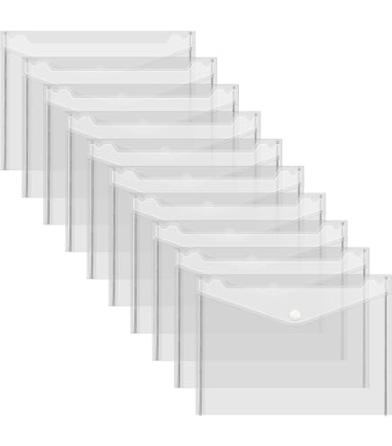 NUOBESTY 6-Pack Clear Plastic A5 Envelope Folders with Snap