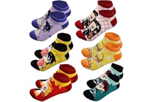 SYIJUPO 6 Pcs Chaussette Demon Slayer,Chaussette Courte,Chaussettes Femme,Chausettes Invisibles en Coton,Socquettes Basses Chaussettes Anime,Chaussettes Femme Homme pour Cadeaux Fans d'Anime