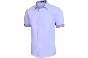 Enlision Chemises pour Hommes Habillées Manches Courtes Chemise Casual Regular Fit Chemises Formal Business Chemise