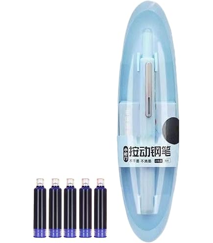 Hailmkont 2er-Set Druckfüller – Einziehbar, 0,38 Mm, Mit Blauer & Schwarzer Tinte, 10 Patronen