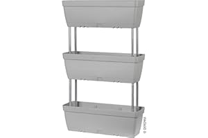 Deroma Lot de 3 jardinières 50 cm en Plastique empilable écume, tiges d’Assemblage incluses