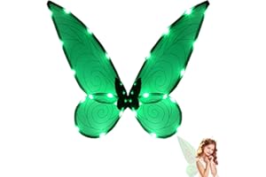 YEETEESY Skrzydła wróżki Świecące skrzydła motyla Skrzydła księżniczki Skrzydła damskie Skrzydła kostiumowe Skrzydła Cosplay na Boże Narodzenie Urodziny Party (Zielony)