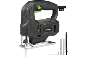 GALAX PRO 400W Variable Speed Jigsaw, 3000 SPM,±45° Bevel Cutting, Lock-on Button, Includes Blades for Wood and Metal