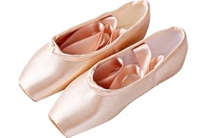 MOMOLAA Clearance Girl & Women's Satin Ballet Shoes Pink Ballet Dance Slippers with Ribbon Ballet Pointe Shoes for Girls