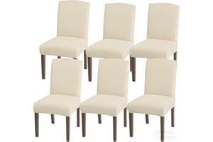 ‎GRANBEST Granbest Hohe Dehnung Stuhlhussen, Universelle Passform Jacquard Esszimmerstühle Bezüge, Abnehmbare Stuhl Protektors für Esszimmer, Küche, Restaurant und Hotel (Set von 6, Hellbeige)