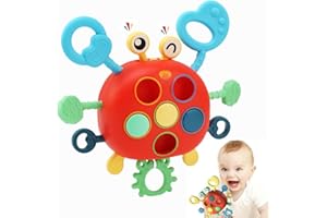 JoyJoyful Giochi Dentizione Neonato 6-9 Mesi, Giochi Montessori 1 Anno, Gioco Bambini Bagnetto Sensoriali 12 18 Mesi, Granchio Silicone Giocattolo per Bambina Bambino Ragazzi Natale Compleanno Regali