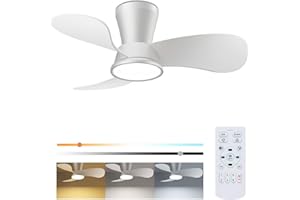 slochi Leiser Deckenventilator mit Beleuchtung 30dB, 77cm Durchmesser Großem Luftvolumen Deckenventilator mit Fernbedienung Timing Funktion, Einstellbare Helligkeit des 3000K/4000K/6500K Deckenleuchte