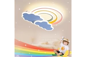 ‎LUCKINHAND LUCKINHAND Led Kinder Deckenleuchte Wolken Regenbogen Deckenleuchte dimmbar mit Fernbedienung,Nachtlicht Funktion Kinderzimmer Schlafzimmer Wohnzimmer Junge Mädchen Schlafzimmer rosa Deckenlampe 35cm