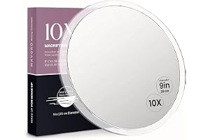 Mavoro 10x Förstorande Sugspegel. Stor 23 cm Sminkspegel med Förstoring och 3 Kraftfulla Sugkoppar. Stor Förstoringsspegel, D