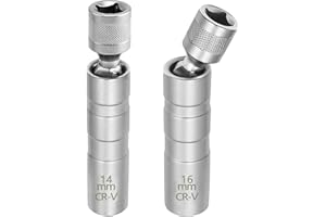 YUANYUU Juego de Llaves de Vaso para Bujías, Llave Bujias 16mm y 14mm, 12 Puntos Llave Magnética para Bujías, 3/8 Pulgadas Llave de Bujía, Magnética Giratoria Herramienta de Extracción de Bujías