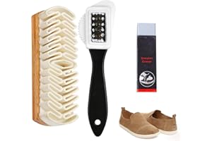 GHEART Cepillo Ante Zapatos,Juego para el Cuidado del Serraje,Cepillo de Gamuza,Cepillo para Limpieza Zapatos de Ante,con Borrador de Limpieza,para una Limpieza Protegiendo Todos los Cueros, Botas, Bolsos
