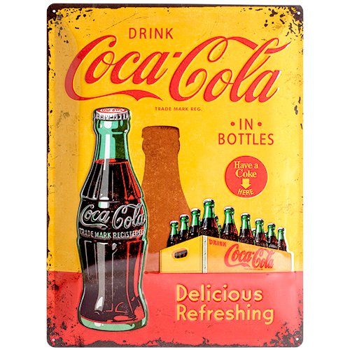 Nostalgic-Art 23195 Coca-Cola, In Bottles Yellow, Blechschild, 30 x 40 cm