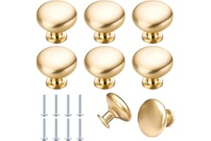 RICHDMI Boutons de Meubles en Or, 8 Pièces Bouton de Porte, Poignee de Porte Ronds, Avec Vis tronçonnables pour Commode, Armoire, Meuble, Porte Placard (29mm×25mm)