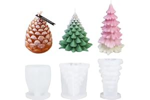 GUKASXI 3 Pcs Christmas Tree Candle Moulds, 3D Pine Cone Candle Mold, DIY Handmade Silicone Mold Resin Mold Candle Making Mould, for Aromatherapy Candle, Soap, DIY Christmas Party Home Decor