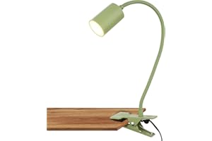 BRILONER - Lámpara de escritorio con interruptor de cable, color de luz blanco cálido, orientable, enchufe, lámpara de lectura, lámpara de pinza,lámpara de oficina, 40 cm de altura, verde