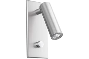 Meanyee Wall Mounted Reading Lamp Headboard Bedside Light with Twist Switch/Dimmable/Adjustable Arm/Brushed Nickel/3000K LED 4.5W/ (Recessed)