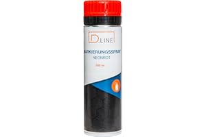 D.LINE Markierungsspray, 1x 500ml Markierungsfarbe, Forstspray, Bodenmarkierungsspray in Signalfarben mit patentierter Markierungskappe (neonrot)