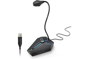 CMTECK Computer Microphone, G006Plus USB Desktop Condenser PC Laptop Mic, Mute Button with LED Indicators, Compatible with Windows/Mac (with Volume Knob)