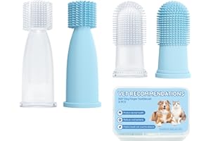 Aujzoo Lot de 4 brosses à dents pour chien et chat - Brosse à dents en silicone - 360º