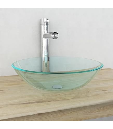 Lavabo De Vidrio Templado Esmerilado 30x12 Cm - Ideal Para Baño, Cocina O Aseo, Instalación Sobre Encimera
