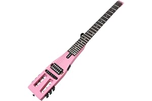 ANYGIG GIG ANYTIME! & ANYWHERE! Anygig Electric Guitar Practice Portable Travel Guitar Maple Headless Solid Body Full Scale with Gigbag for Lightweight Design Gig Bag All Accessories Pink